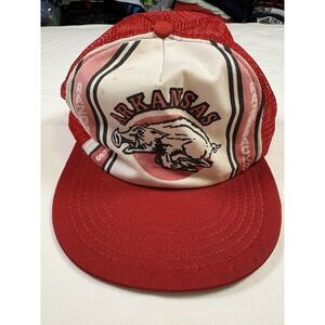 VINTAGE Arkansas Razorbacks Hat Cap 1980's Snapback Mesh Back Adult